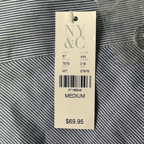 NWT New York & Company Blue Wrap Around Maxi Skirt Size M Striped Ruffle - Picture 11 of 13